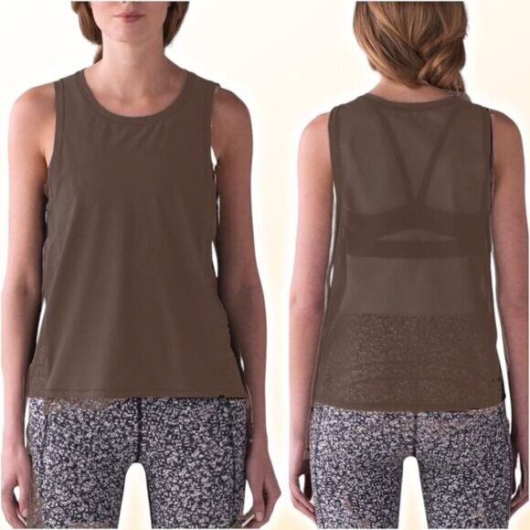 LULULEMON Sole Training Tank Sz 4 Brown - Picture 1 of 4